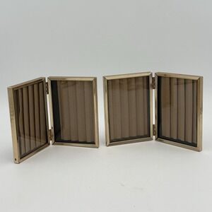 Vintage Gold Tone Bi-Fold Hinged Picture Frame‎ 3.5x5" Beaded Double